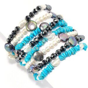 SLEEPING BEAUTY TURQUOISE 8 STRAND STERLING SILVER BRACELET NEW